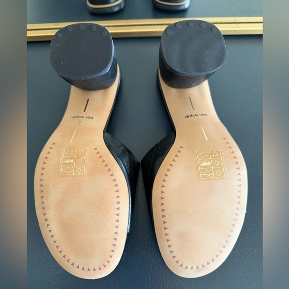 Dolce Vita Black Leather Slide Mules - Picture 6 of 7